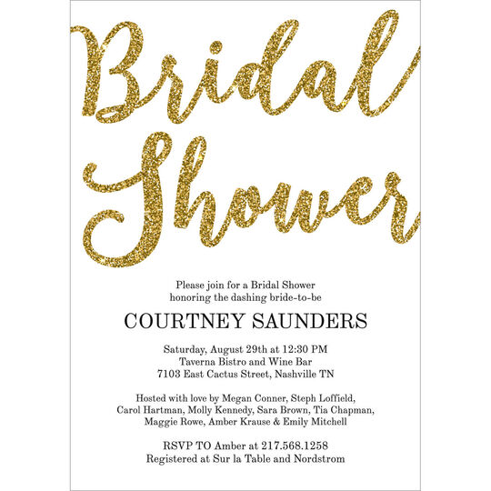 Faux Glitter Bridal Shower Invitations